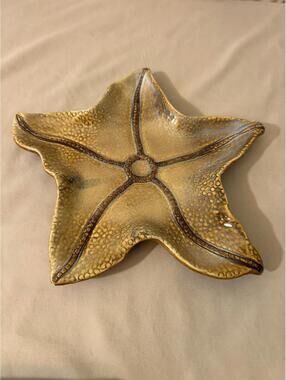 Pottery Starfish Trinket Candy Dish Decorative Beach House Ceramic